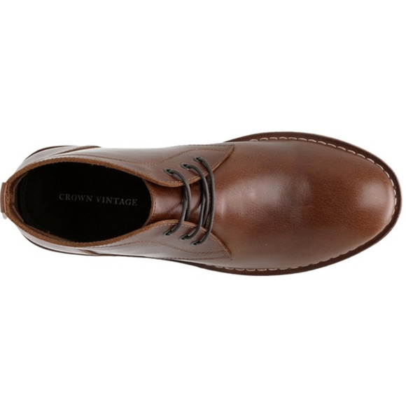 Crown Vintage Men Casper Chukka Boots 10 Cognac Tan NWT Lace Up Oxford Leather - Picture 2 of 11